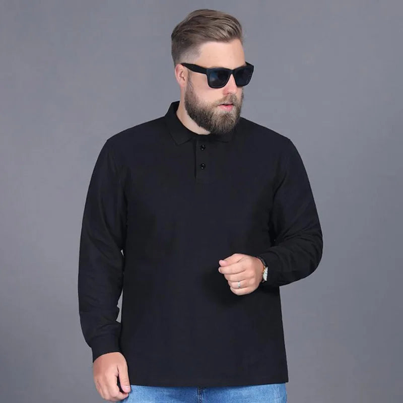 Camisa de Talla Grande con Cuello Vuelto – Manga Larga y Corte Suelto para Otoño e Invierno