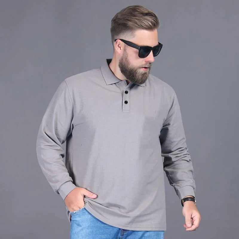 Camisa de Talla Grande con Cuello Vuelto – Manga Larga y Corte Suelto para Otoño e Invierno
