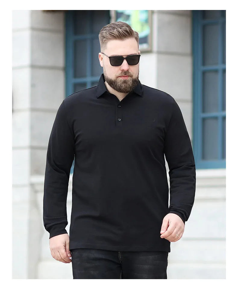 Camisa de Talla Grande con Cuello Vuelto – Manga Larga y Corte Suelto para Otoño e Invierno