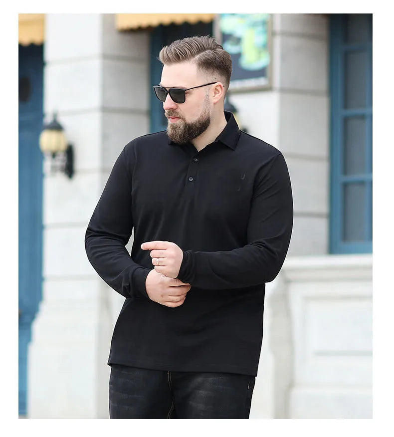 Camisa de Talla Grande con Cuello Vuelto – Manga Larga y Corte Suelto para Otoño e Invierno