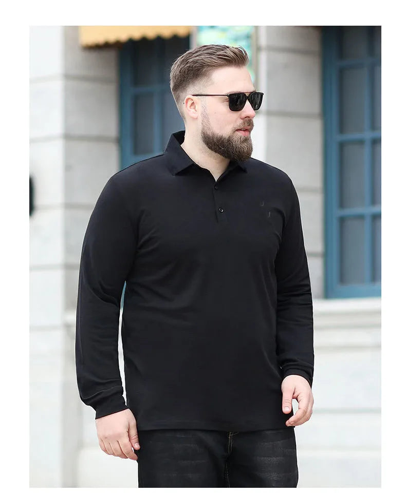 Camisa de Talla Grande con Cuello Vuelto – Manga Larga y Corte Suelto para Otoño e Invierno