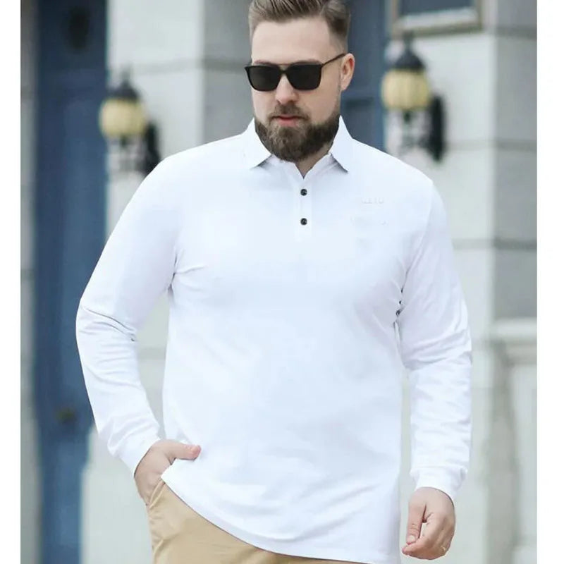 Camisa de Talla Grande con Cuello Vuelto – Manga Larga y Corte Suelto para Otoño e Invierno